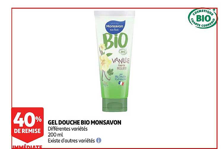 Gel Douche Bio Monsavon 40% De Remise Immédiate