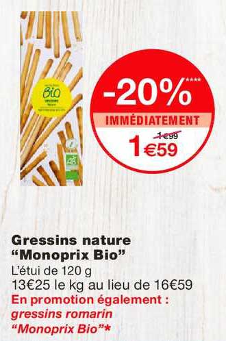Gressins Nature Monoprix Bio