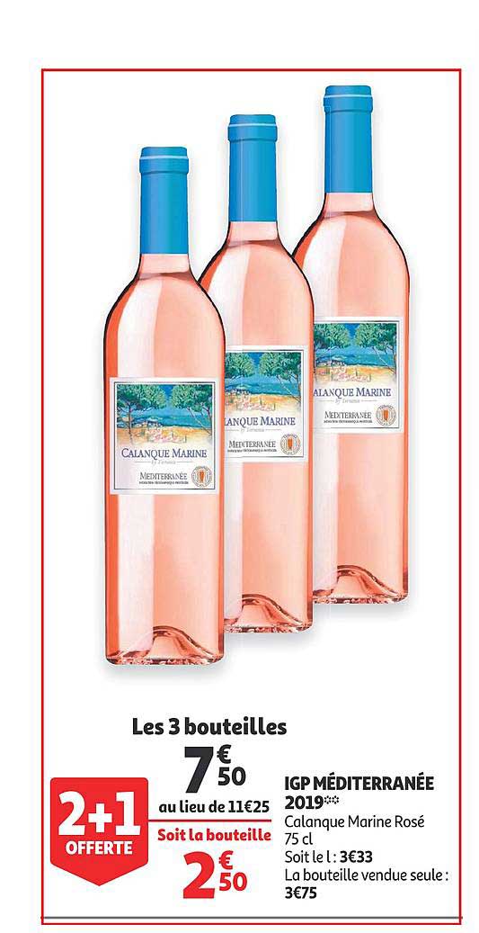 Igp Médierranée Calanque Marine Rosé 2+1 Offerte