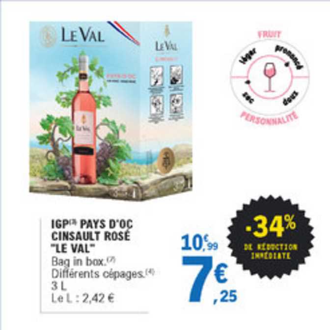 Igp Pays D'oc Cinsault Rosé Le Val -34% De Réduction Immédiate