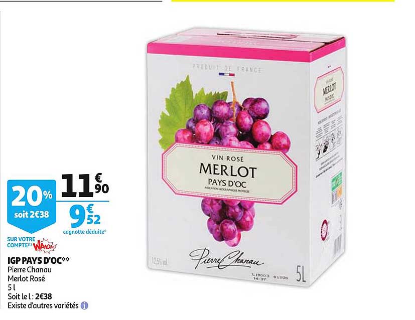 igp pays d'oc pierre chanau merlot rosé