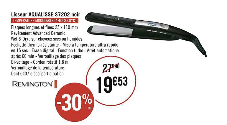 lisseur aqualisse s7202 noir remington