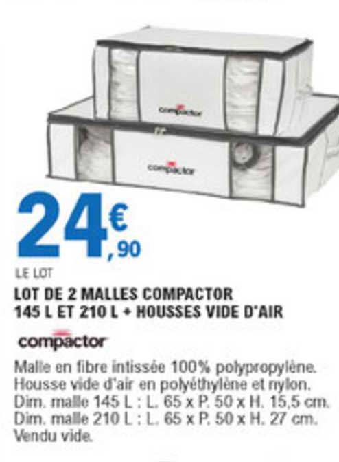 lot de 2 malles compactor 145 l et  210 l + housses vide d'air
