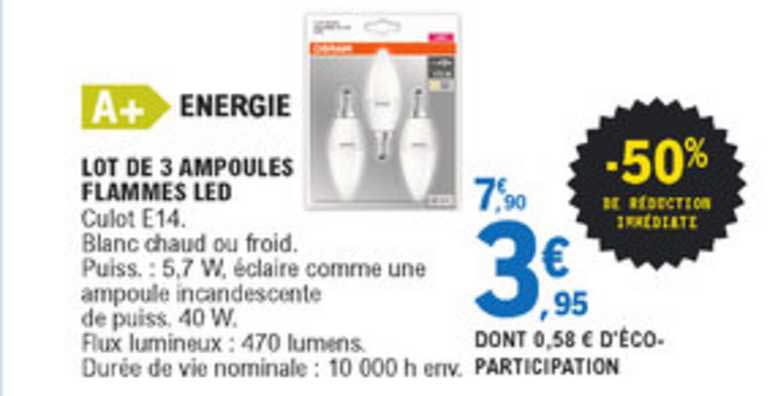 Lot De 3 Ampoules Flammes Led -50% De Réduction Immédiate