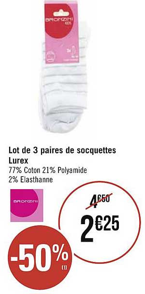 lot de 3 paires de socquettes lurex