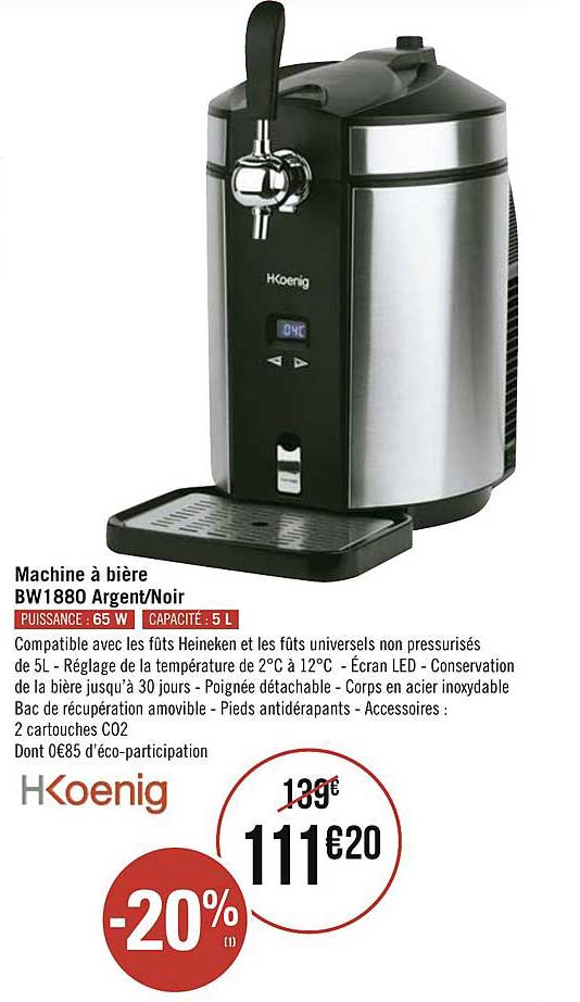 Machine à Bière Bw1880 Argent Noir Hkoenig