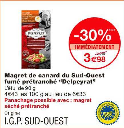 magret de canard du sud ouest fumé prétranché delpeyrat