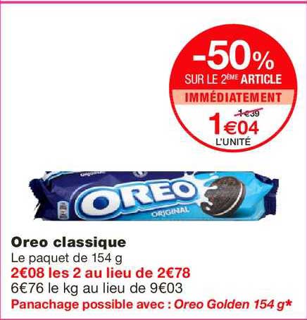 Oreo Classique -50% Sur Le 2ème Article