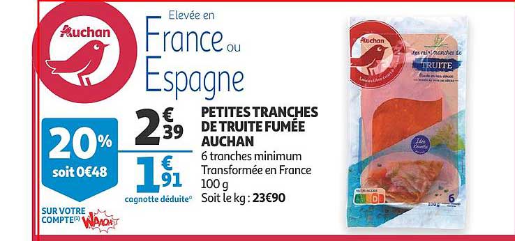 petites tranches de truite fumée auchan