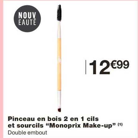 pinceau en bois 2 en 1 cils et sourcils monoprix make up