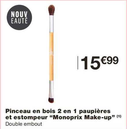 pinceau en bois 2 en 1 paupières et estompeur monoprix make up