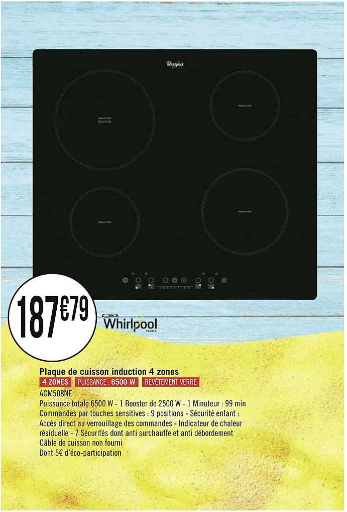 plaque de cuisson induction 4 zones whirlpool