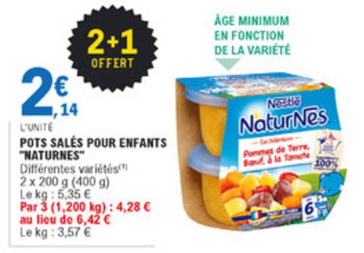 pots salés pour enfants naturnes 2+1 offert