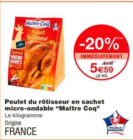 poulet du rôtisseur en sachet micro ondable maître coq