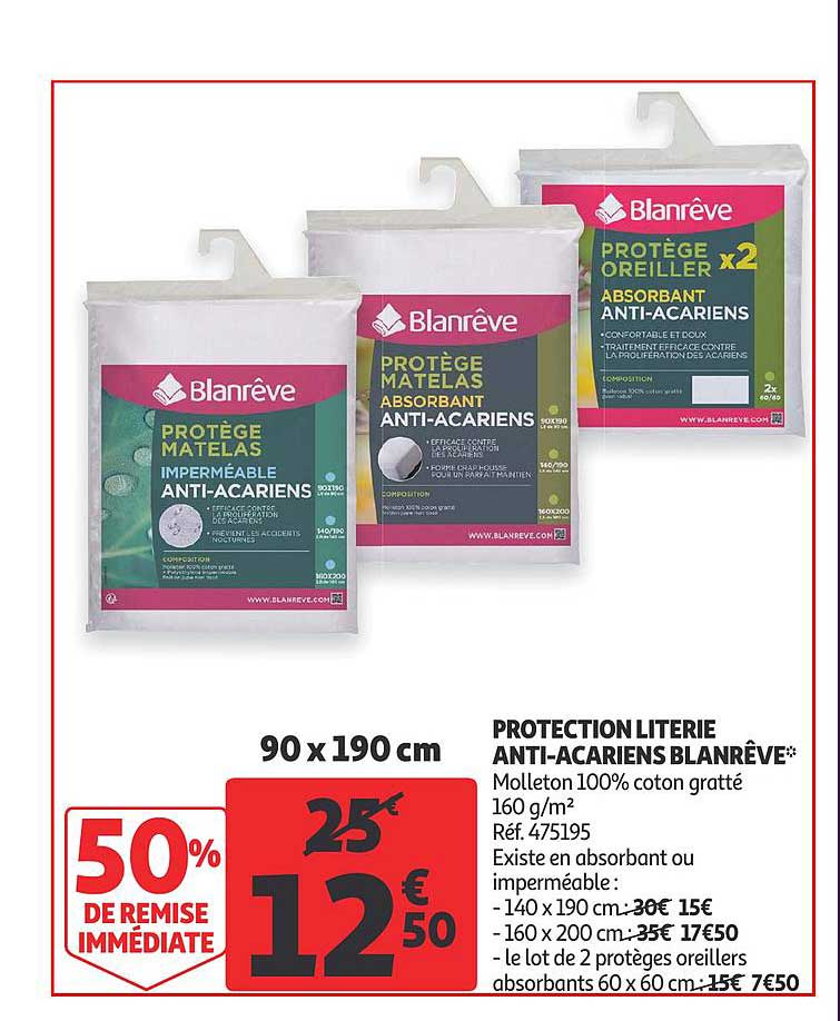 protection literie anti acariens blanrêve 50% de remise immédiate