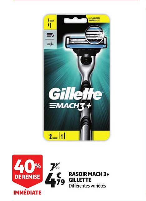 rasoir mach3+ gillette 40% de remise immédiate