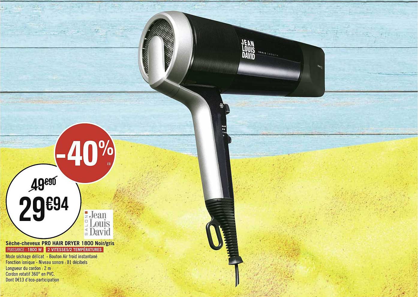 sèche cheveux pro hair dryer 1800 noir gris