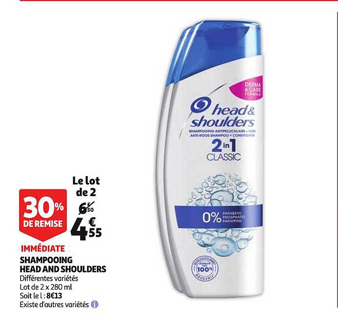 shampooing head and shoulders 30% de remise immédiate