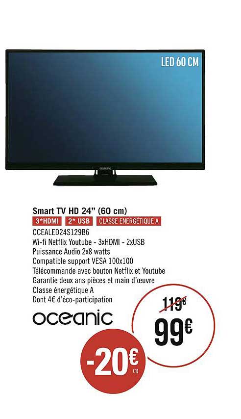 Smart Tv Hd 24'' (60 Cm) Oceanic