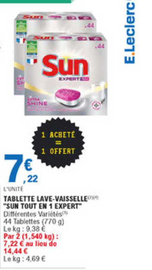tablette lave vaisselle sun tout en 1 expert