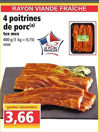 4 poitrines de porc tex mex