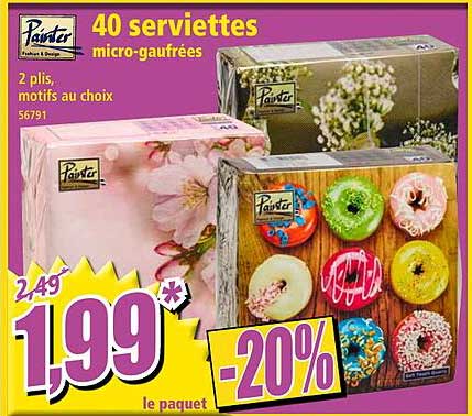 40 serviettes micro-gaufrées painter