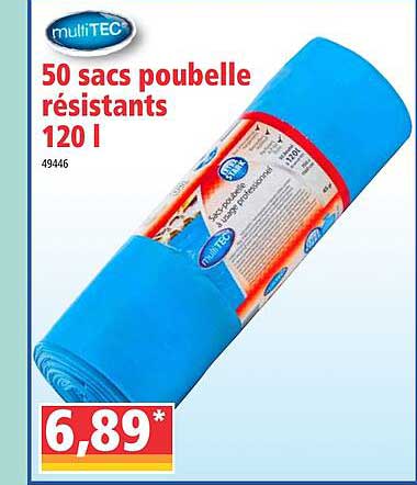 50 sacs poubelle résistants 120 l multitec