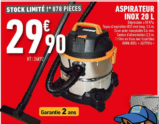 Aspirateur Inox 20 L