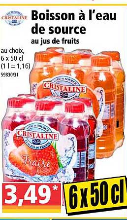 boisson à l'eau de source au jus de fruits cristaline