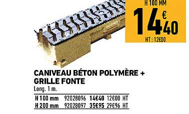 Caniveau Béton Polymère + Grille Fonte