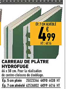 carreau de plâtre hydrofuge