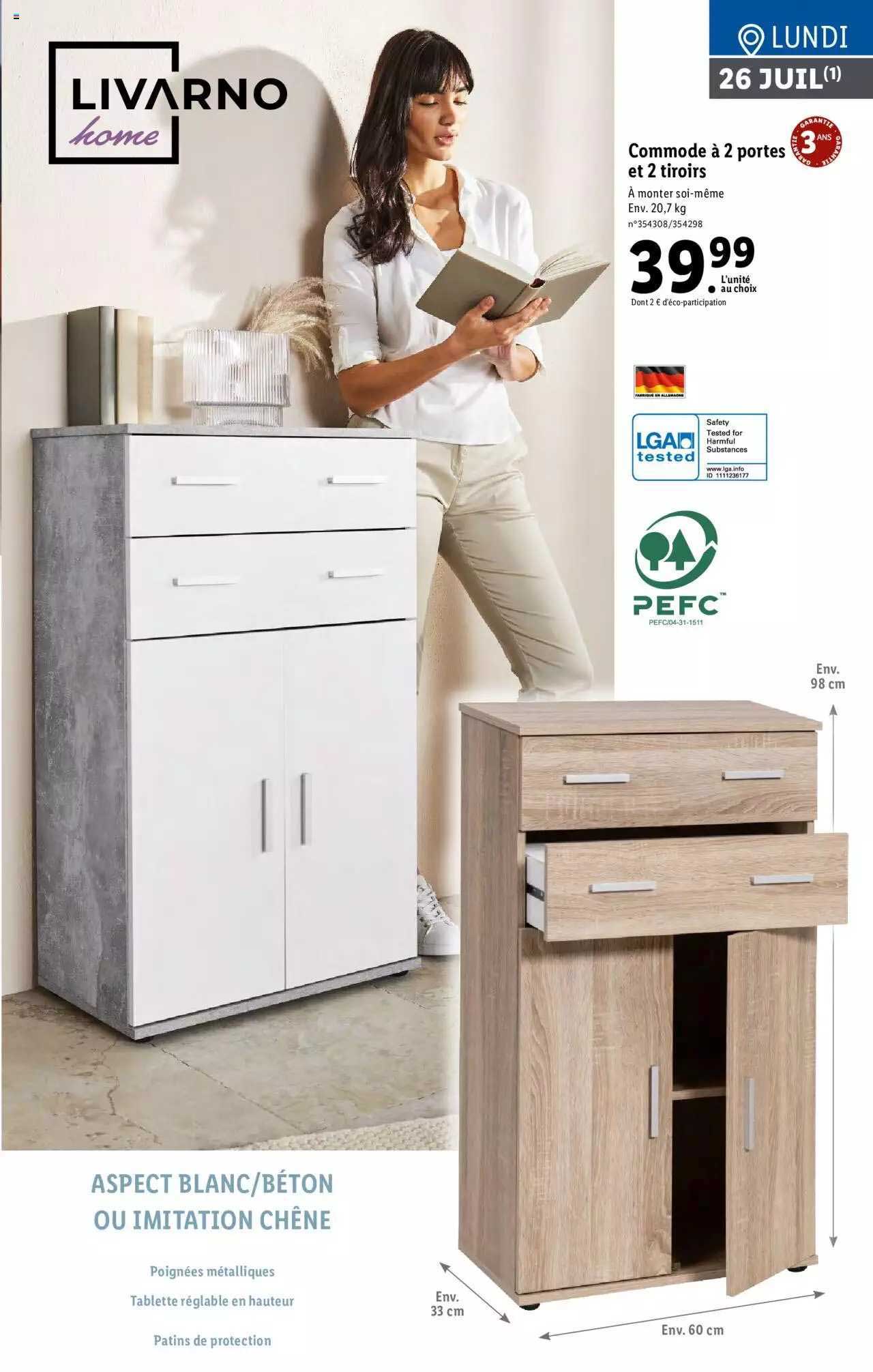 Commode à 2 Portes Et 2 Tiroirs Livarno Home