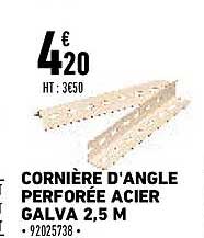 cornière d'angle perforée acier galva 2,5 m