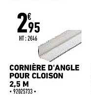 cornière d'angle pour cloison 2,5 m