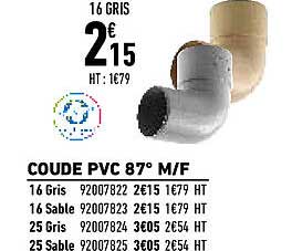 coude pvc 87° m-f