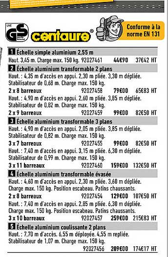 échelle simple aluminium 2,55 m, échelle aluminium transformable 2 plans, échelle aluminium transformable 3 plans, échelle aluminium transformable évasée, échelle aluminium coulissante 2 plans