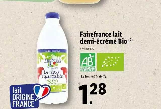 fairefrance lait demi-écrémé bio