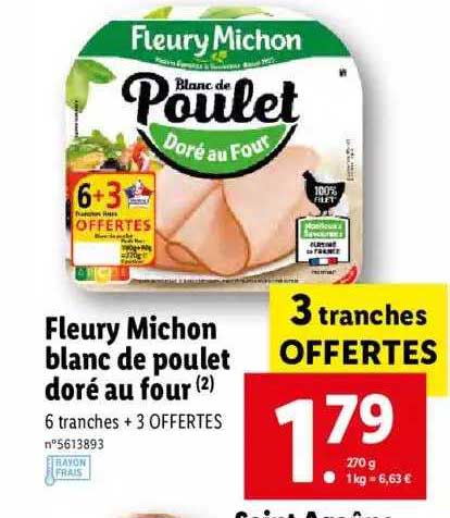 fleury michon blanc de poulet doré au four