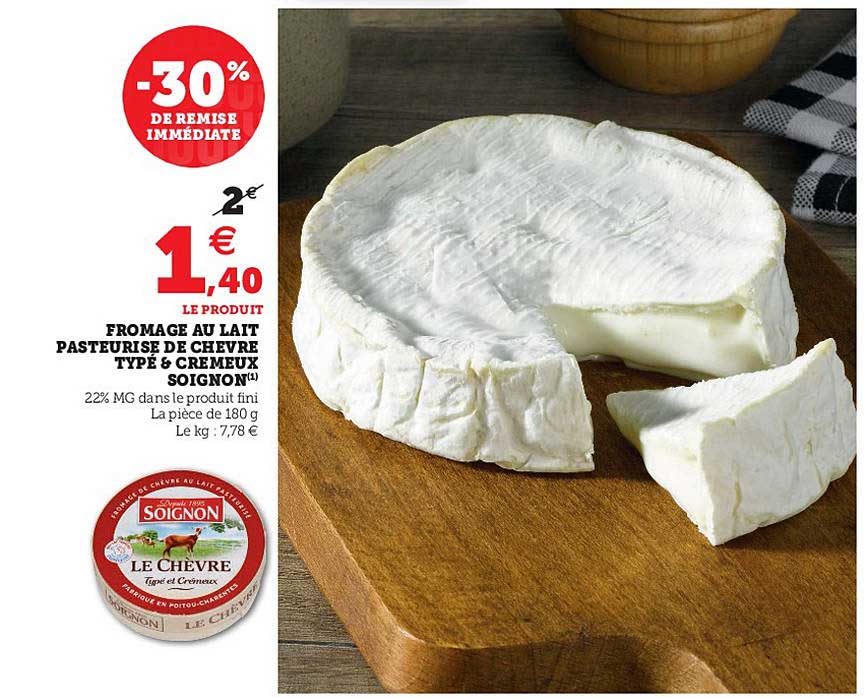fromage au lait pasteurisé de chèvre type & crémeux soignon