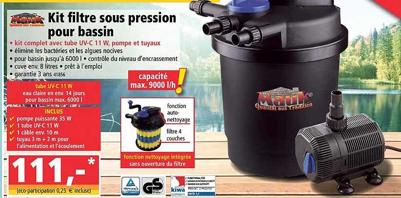 kit filtre sous pression pour bassin mauk