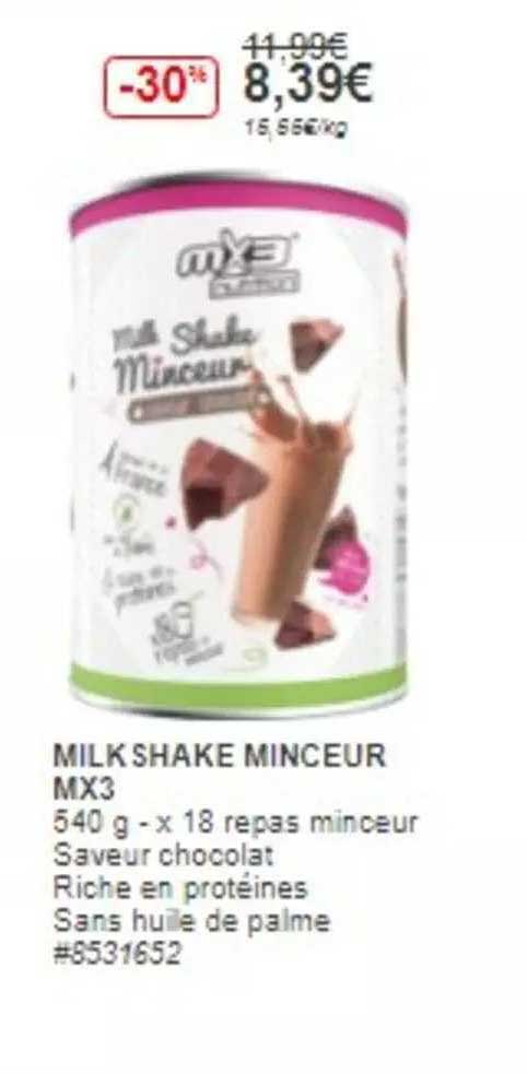 milk shake minceur mx3