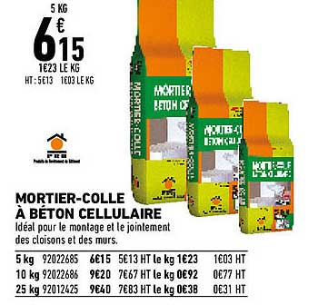 mortier-colle à béton cellulaire