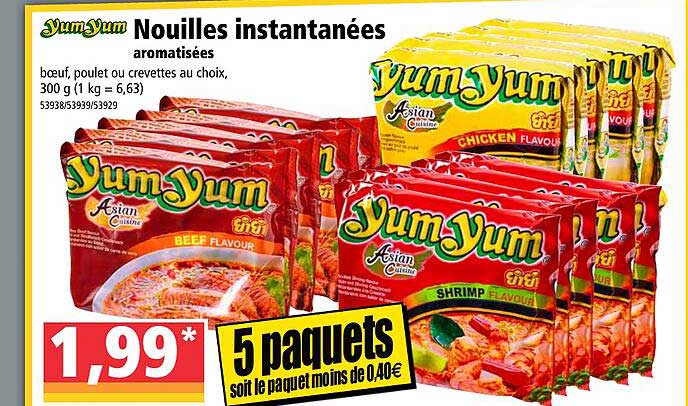 nouilles instantanées aromatisées yum yum