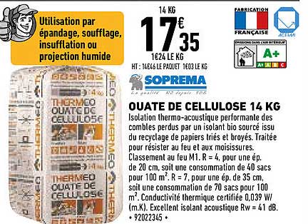 ouate de cellulose 14 kg soprema