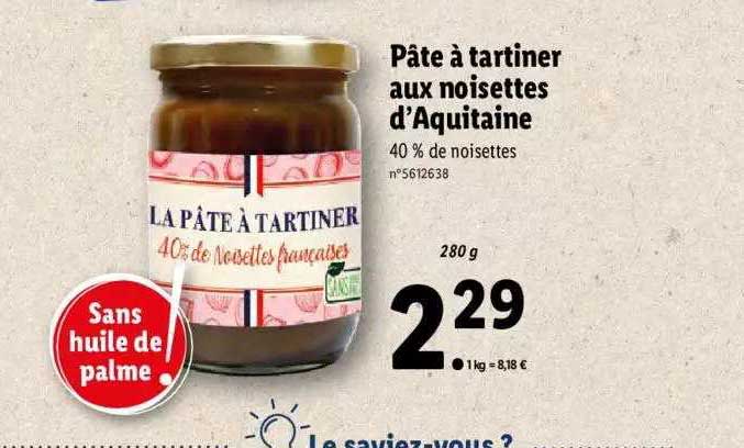 pâte à tartiner aux noisettes d'aquitaine