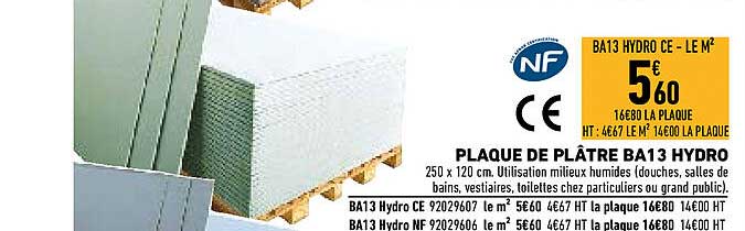 Plaque De Plâtre Ba13 Hydro