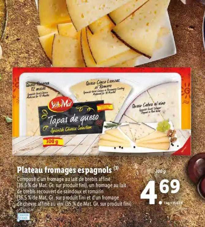 plateau fromages espagnols sol mar