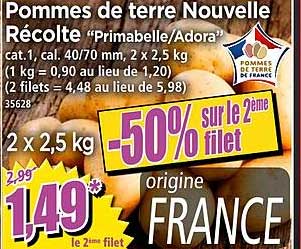pommes de terre nouvelle récolte "primabelle-adora"