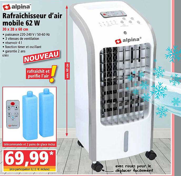 rafraîchisseur d'air mobile 62 w alpina