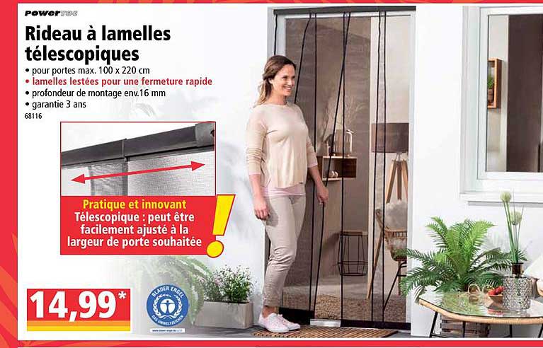 rideau à lamelles télescopiques powertec